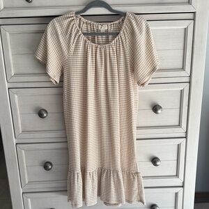 Michael Kors Tan Gingham Mini Dress